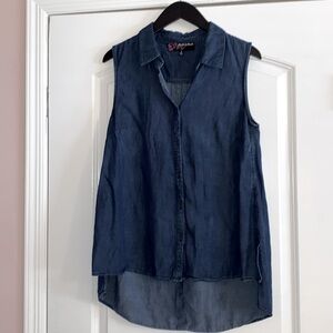 Peck & Peck Sleeveless Denim-Look Tunic Size Medium